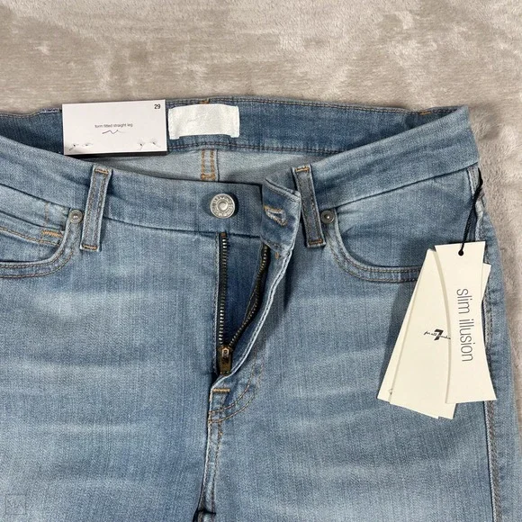 NEW 7 For All Mankind Women's	Jeans Kimmie Straight Leg Slim Illusion 29 Blue - Picture 2 of 9